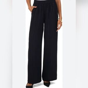 Vince Camuto Metallic Pleated Wide-Leg Elastic Black Trouser Women's Evening 2XL